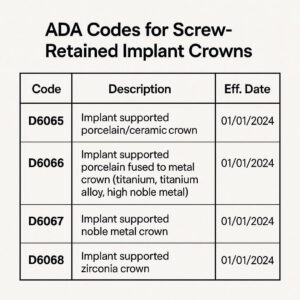 ADA Codes for Screw-Retained Implant Crowns