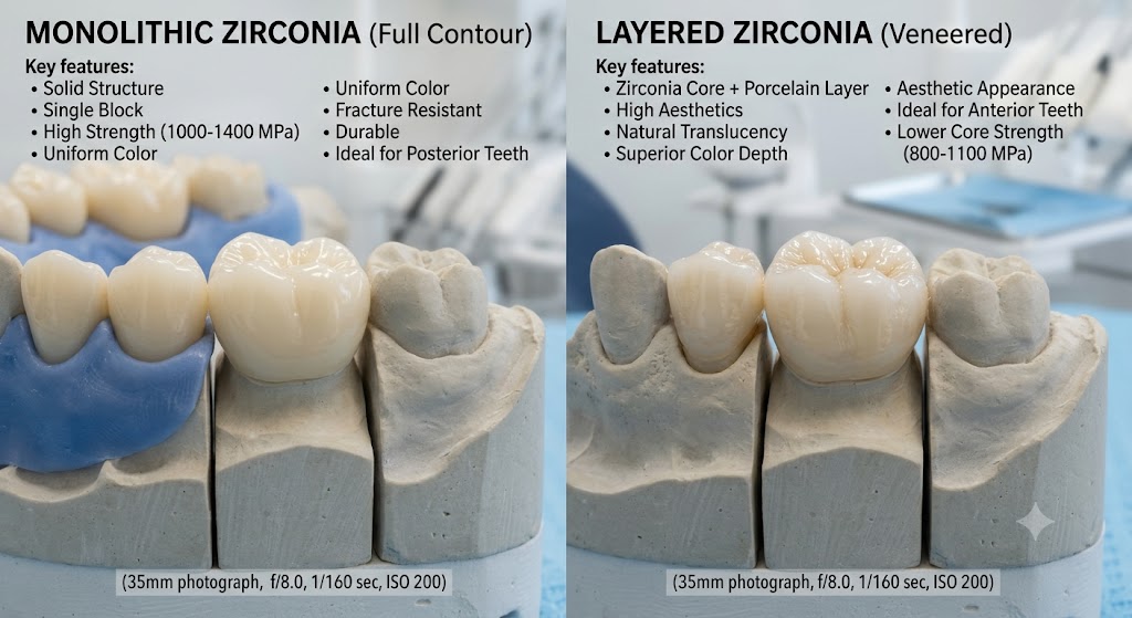 monolithic zirconia vs layered zirconia