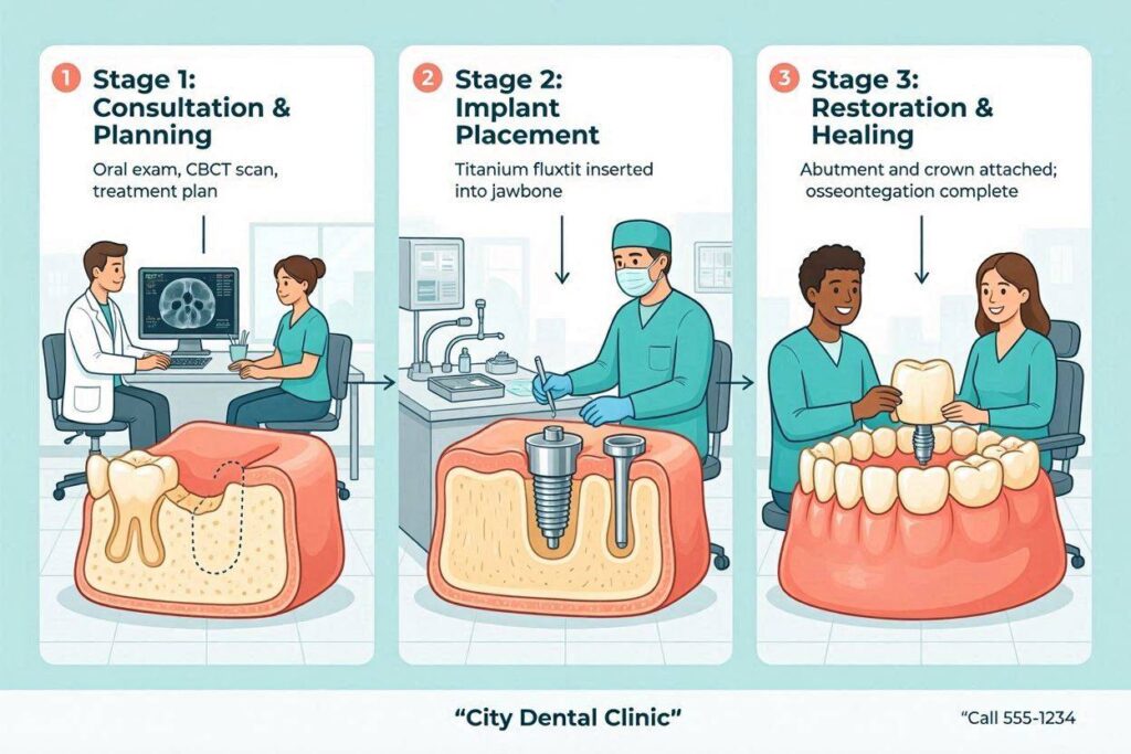 All You Want to Know About the 3 Stages of Dental Implant