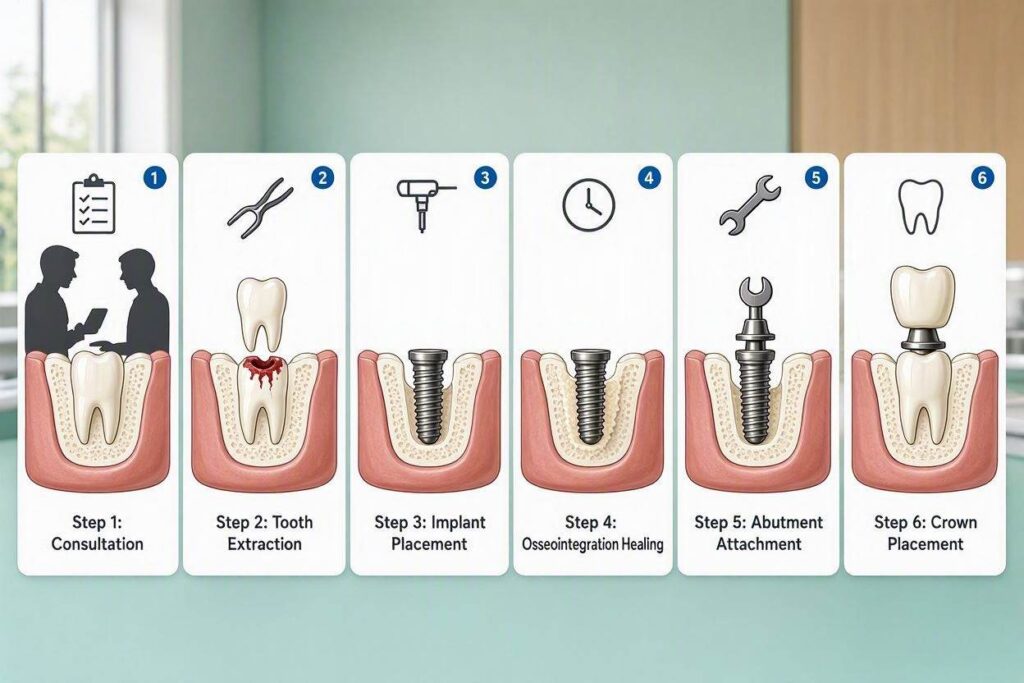 What Is The Number Of Steps In A Dental Implant?