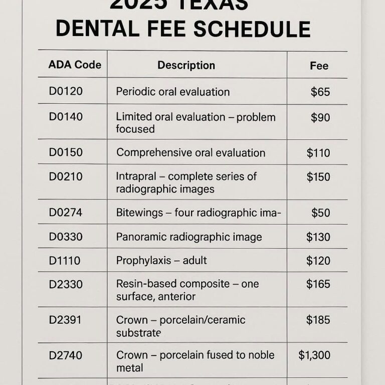 2025 Texas Dental Fee Schedule