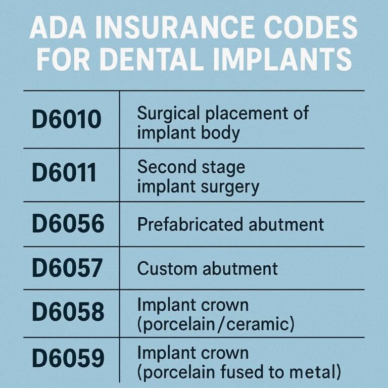 ADA Insurance Codes for Dental Implants