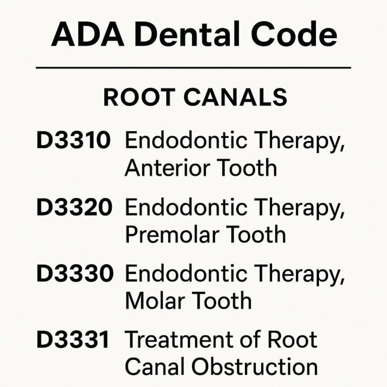 ADA Dental Code for Root Canals