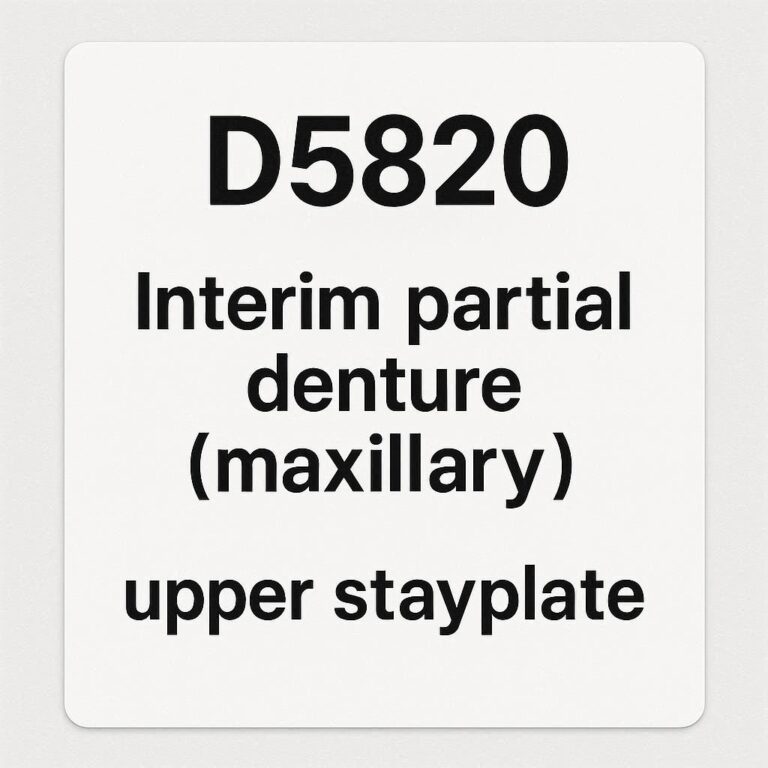 ADA Dental Code for Upper Stayplate