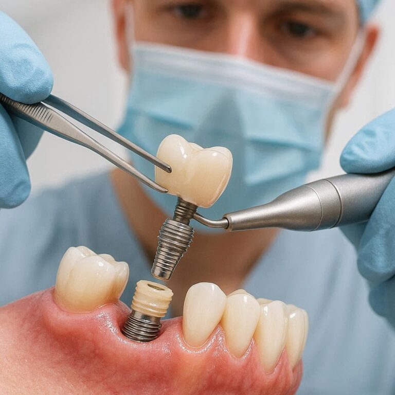 How is a Cemented Crown Cut Off an Implant
