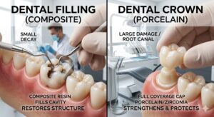 What’s the Difference Between a Filling and a Crown?