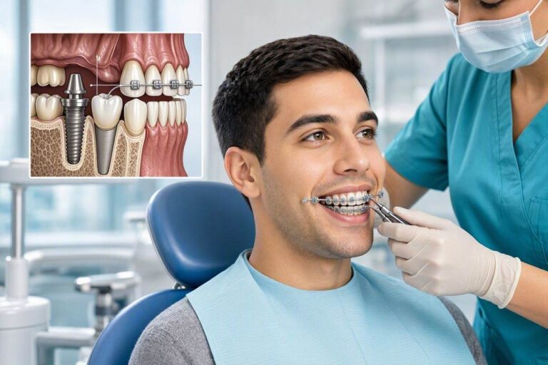 Are braces compatible with dental implants? Learn about the challenges of combining these treatments, the correct sequence, and what to expect if you need both braces and implants.